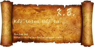 Köteles Béla névjegykártya
