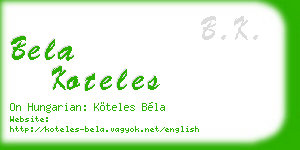 bela koteles business card